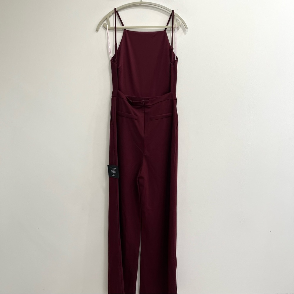 LULU’S Something To Behold Burgundy Jumpsuit Open Back Woman’s Size Medium NWT - Picture 4 of 15